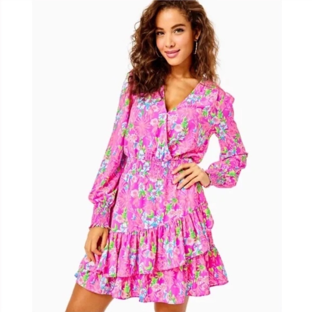 LILLY PULITZER CRISTIANA STRETCH DRESS SIZE 12 *MOMS THE WORD* AMETHYST